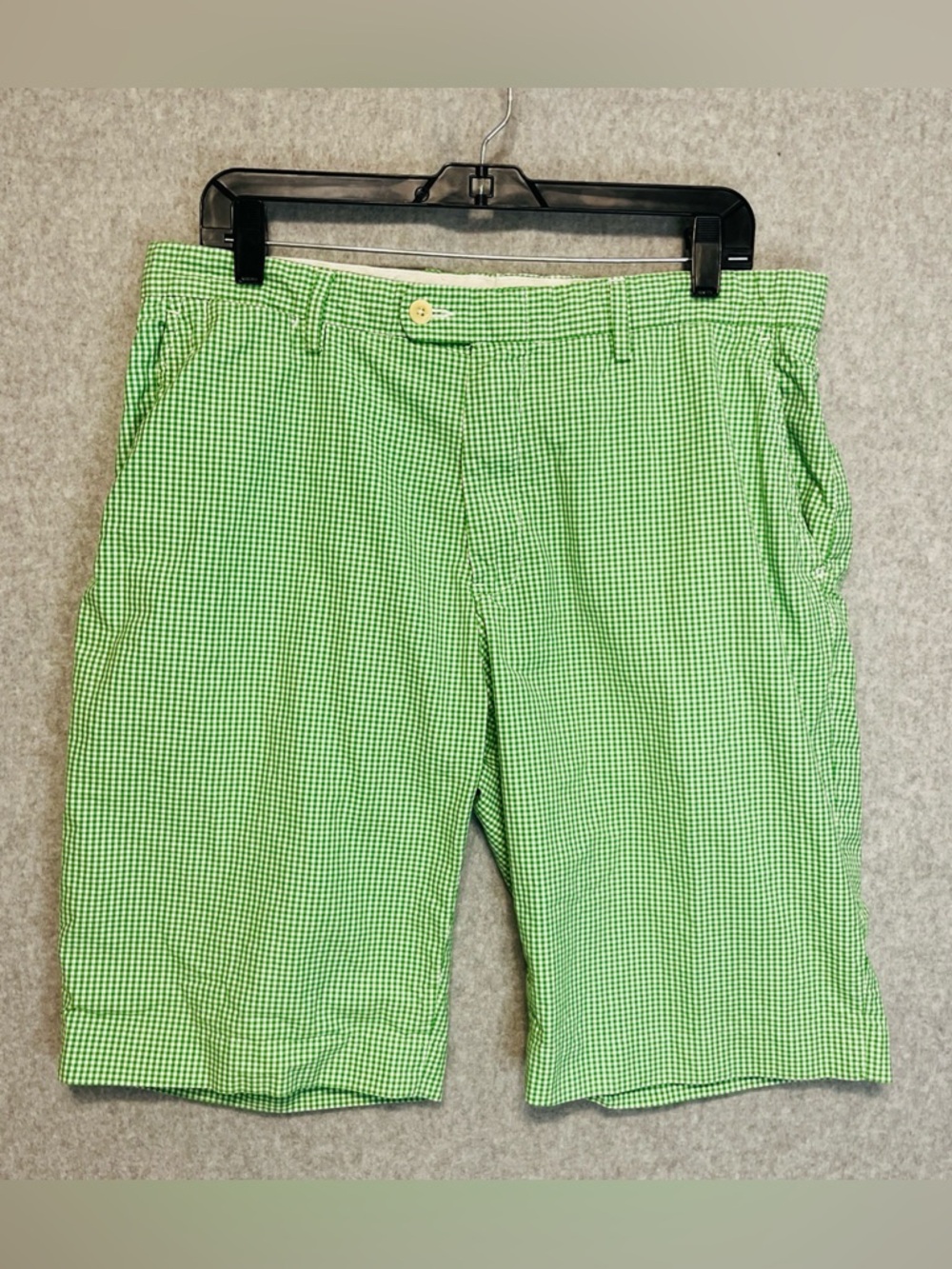 Polo Ralph Lauren Mens Suffield Shorts Sz 36 38 Green White Check Gingham Chino